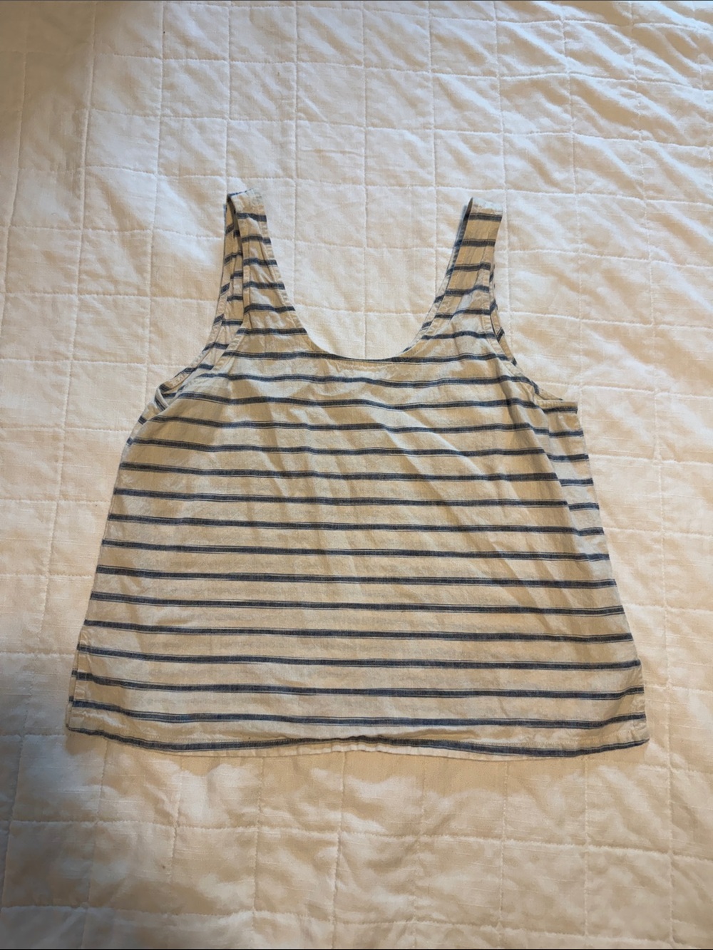 Madewell - Striped Scoop Neck Women's linen Tank Top - off white and blue - M